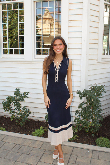 Carolina Navy Midi Dress