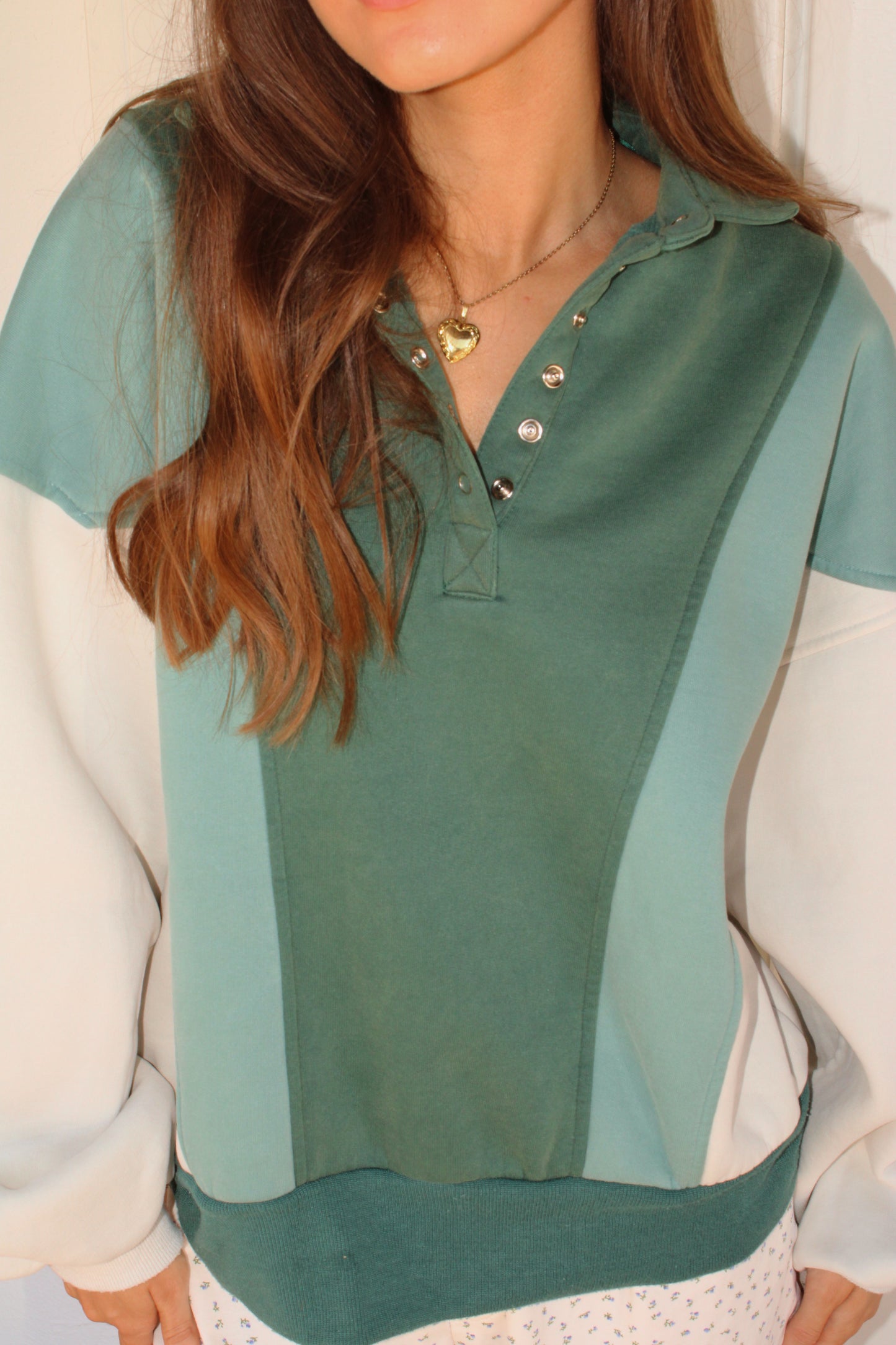 Lazy Day Pullover - Green Colorblock