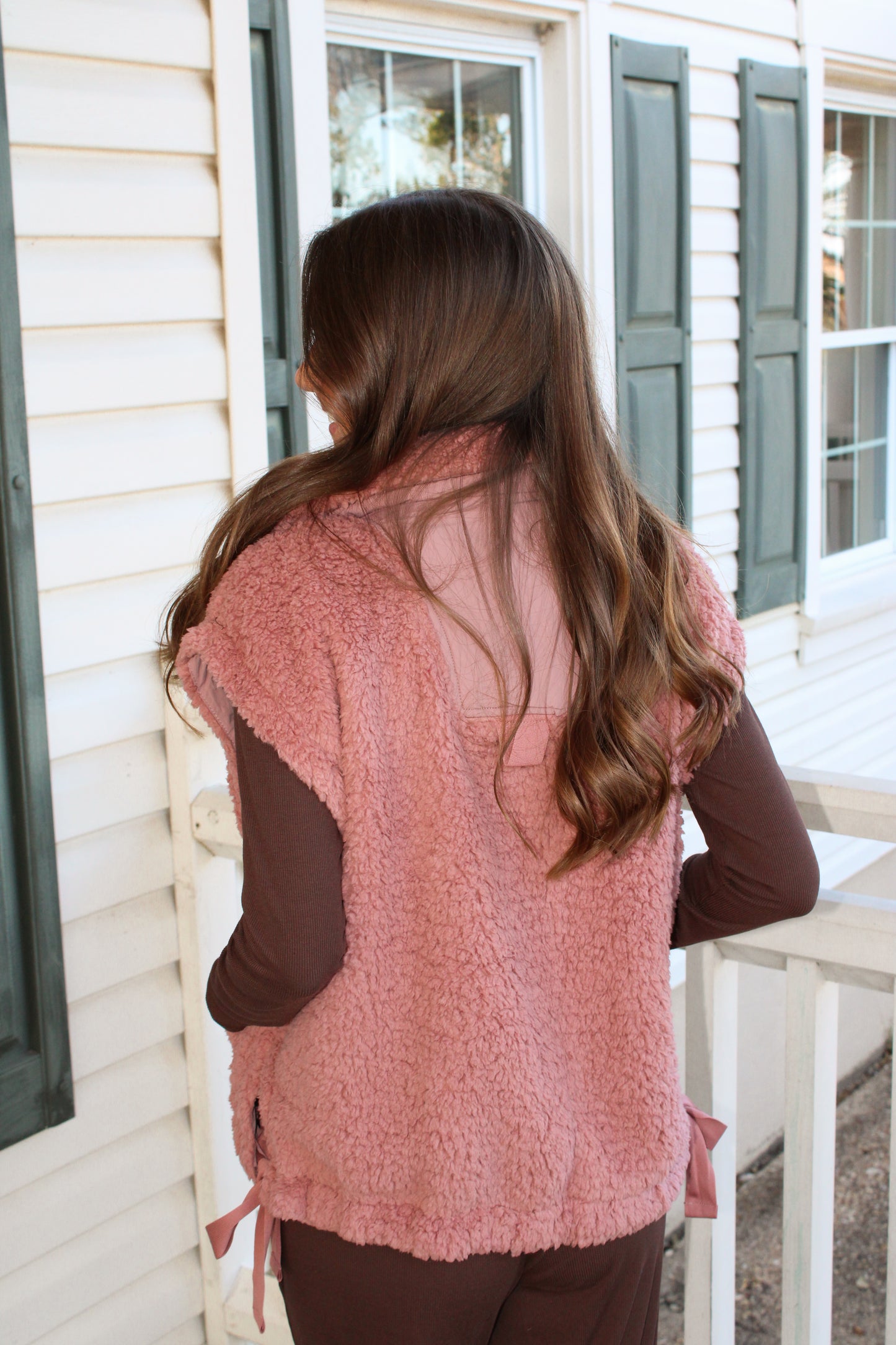 Teddy Blanket Vest - Rose