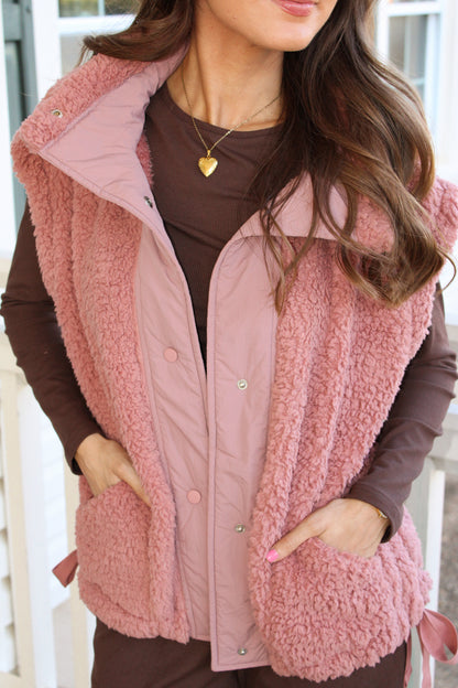 Teddy Blanket Vest - Rose