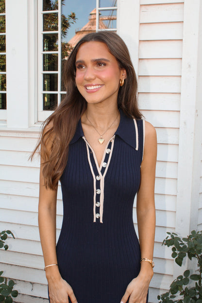 Carolina Navy Midi Dress