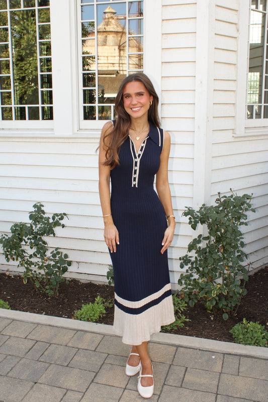 Carolina Navy Midi Dress