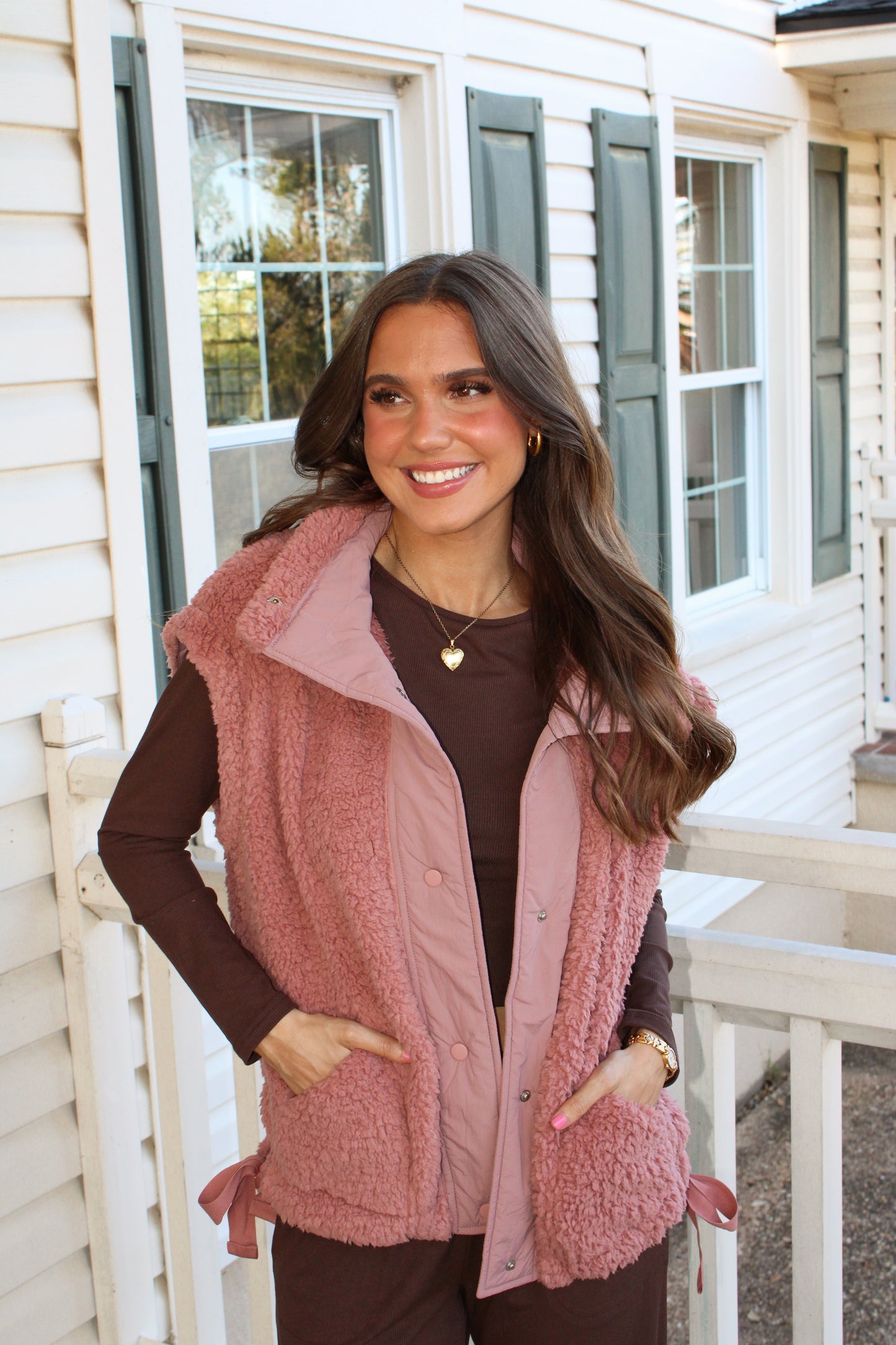 Teddy Blanket Vest - Rose