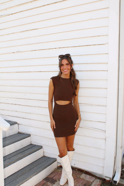 On The Town Dress - Brown