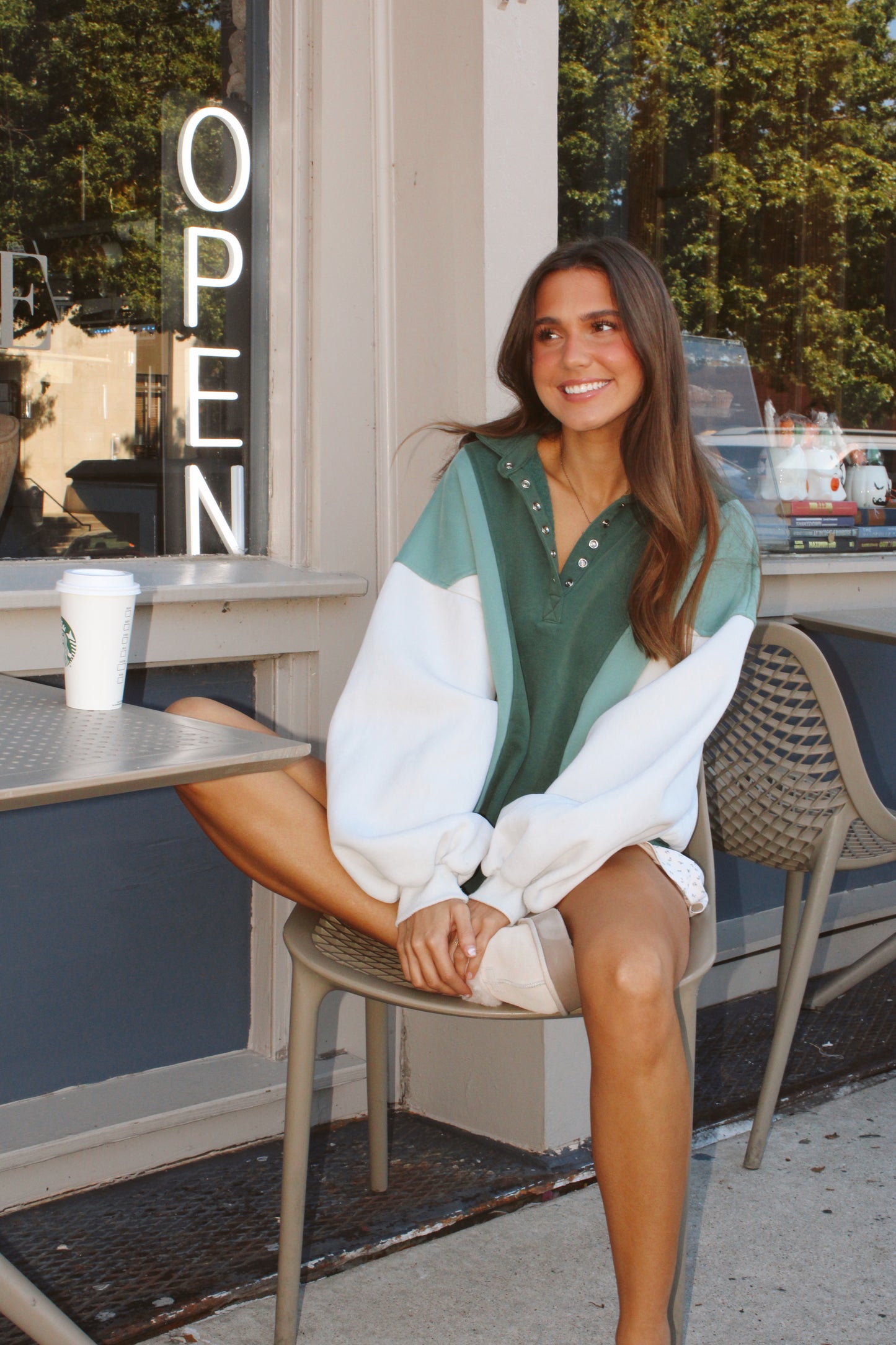 Lazy Day Pullover - Green Colorblock